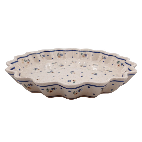 Zaklady Ceramiczne Fluted Quiche Plate Polish Pottery Country Meadow Dish Large - Picture 5 of 11